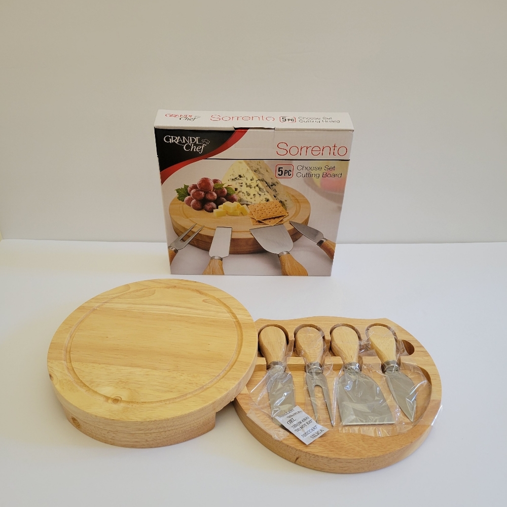 Grande Chef Sorrento 5pc Cheese Set Cutting Board
